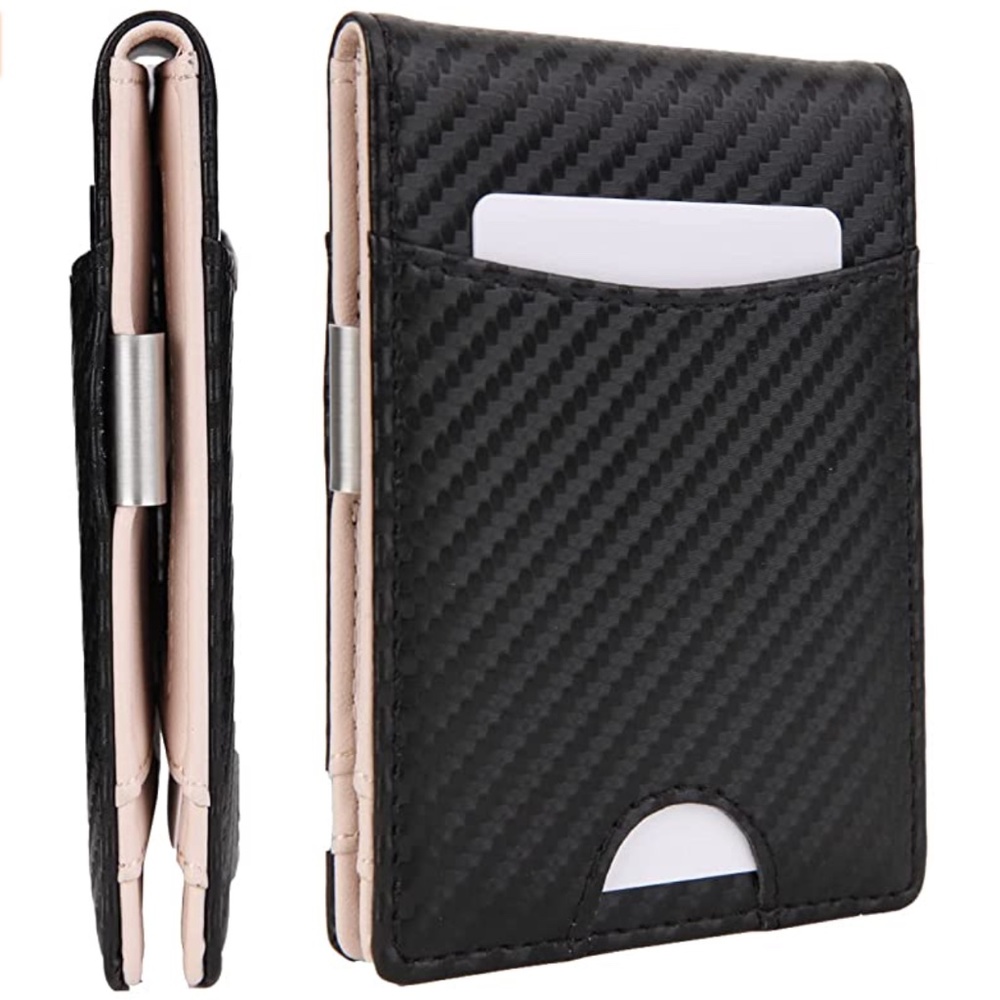 NEW Slim Minimalist front pocket mens bifold leather RFID Blocking Wallet